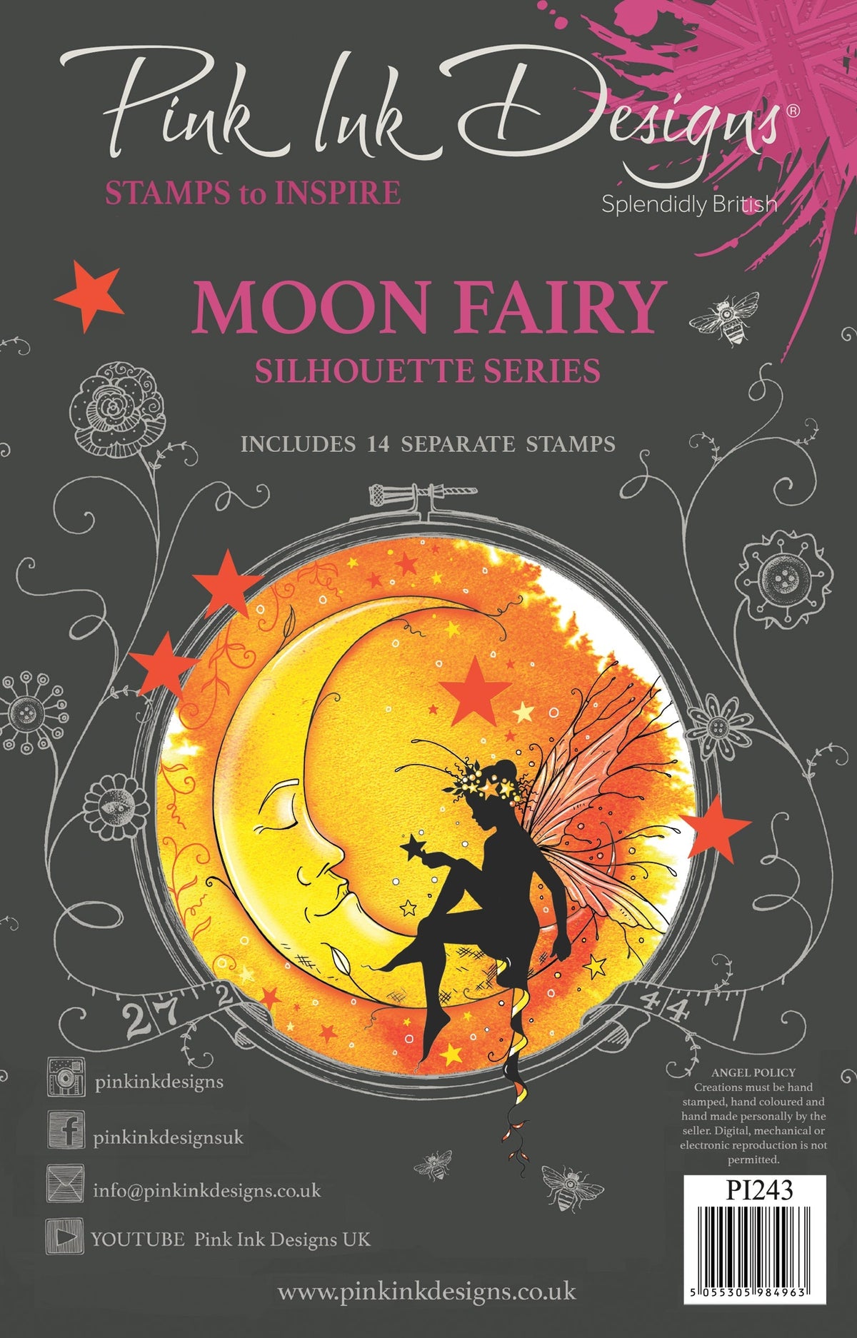Pink Ink Designs Moon Fairy Lot de tampons transparents 15,2 cm x 20,3 cm