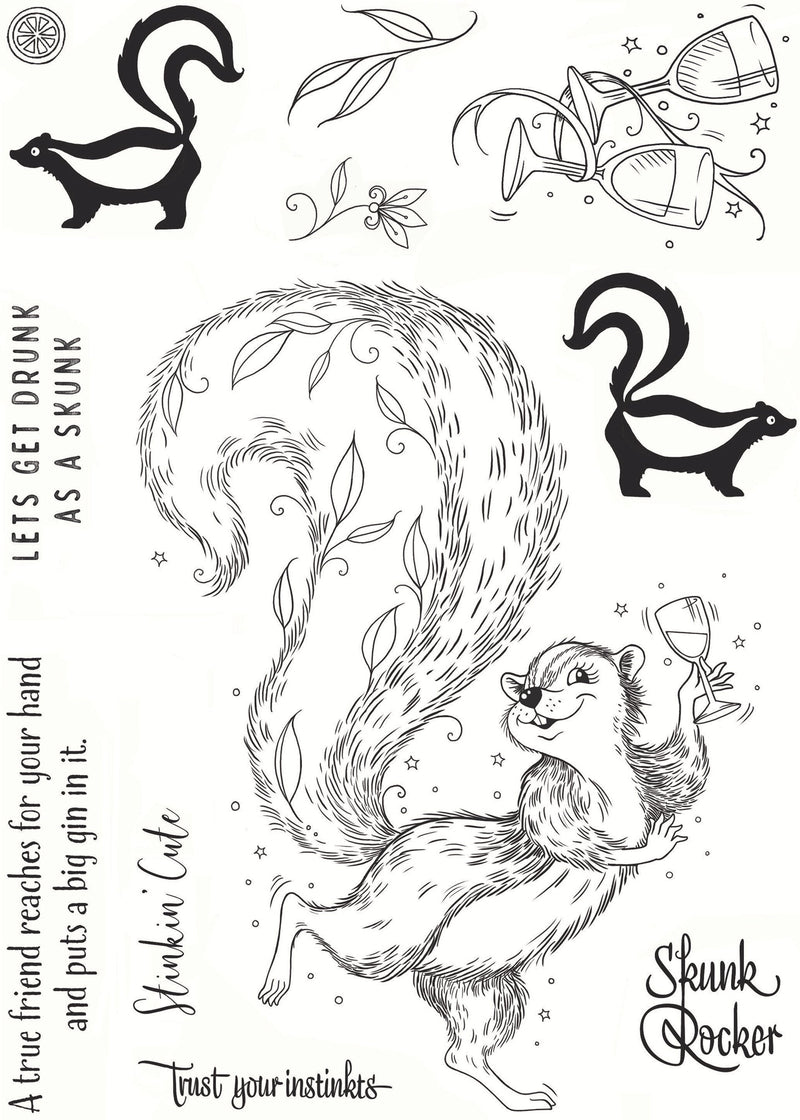 Set de sellos transparentes Stinkin' Cute de Pink Ink Designs, 6 x 8 pulgadas-2