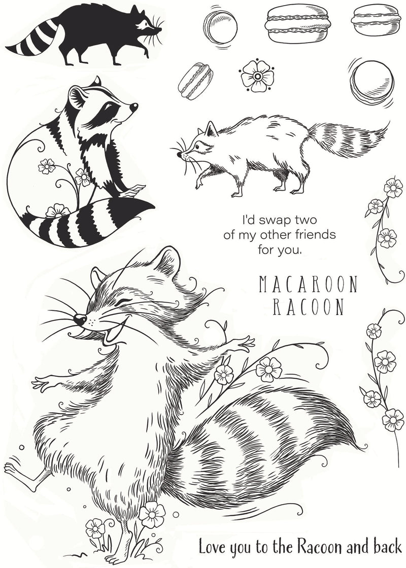 Pink Ink Designs Macaroon Racoon 6 in x 8 in Clear Stamp Set-2