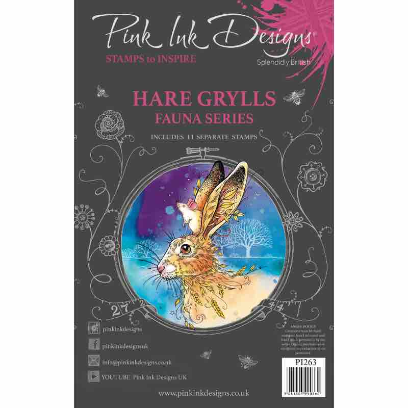 Pink Ink Designs Hare Grylls 6 in x 8 in Clear Stamp Set-1