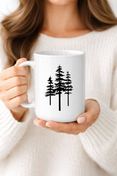 Minimalist Pine Tree Mug — Rustic Cabin Forest Coffee Cup-1