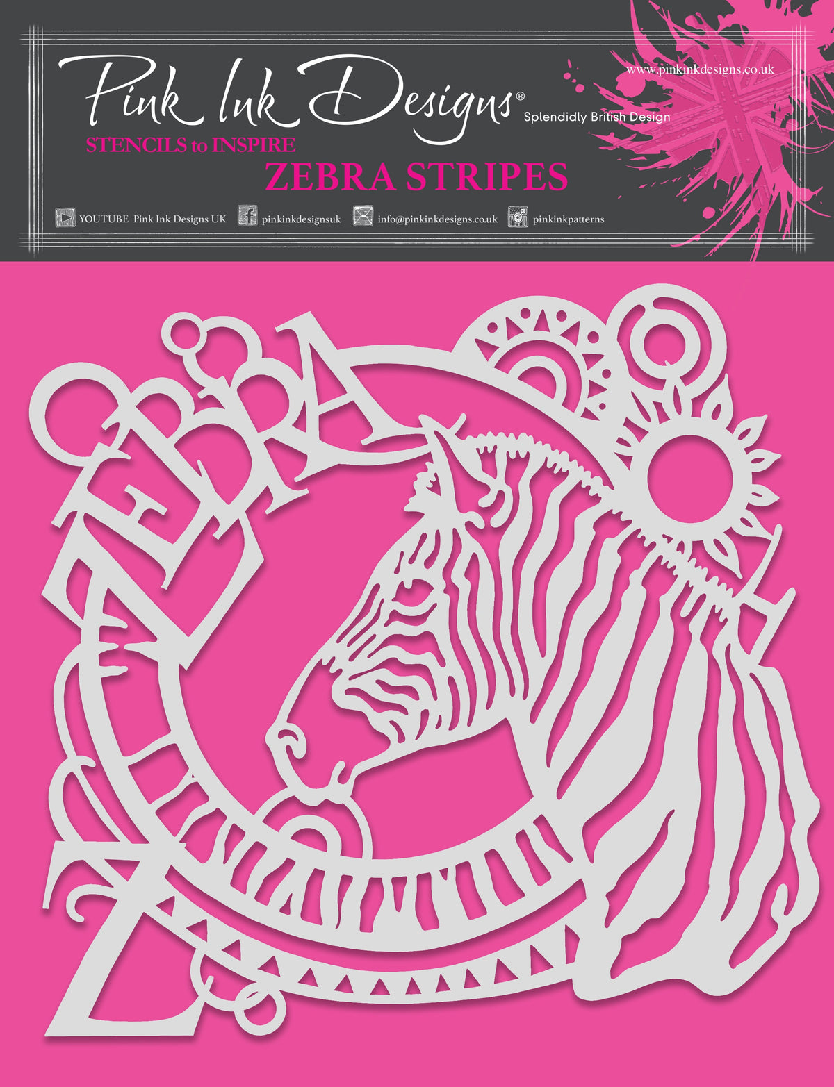 Pink Ink Designs Zebra Stripes 8 in x 8 in Stencil-1