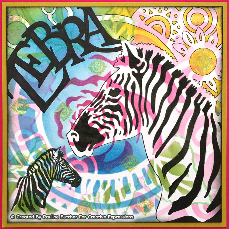 Pink Ink Designs Zebra Stripes 8 in x 8 in Stencil-2