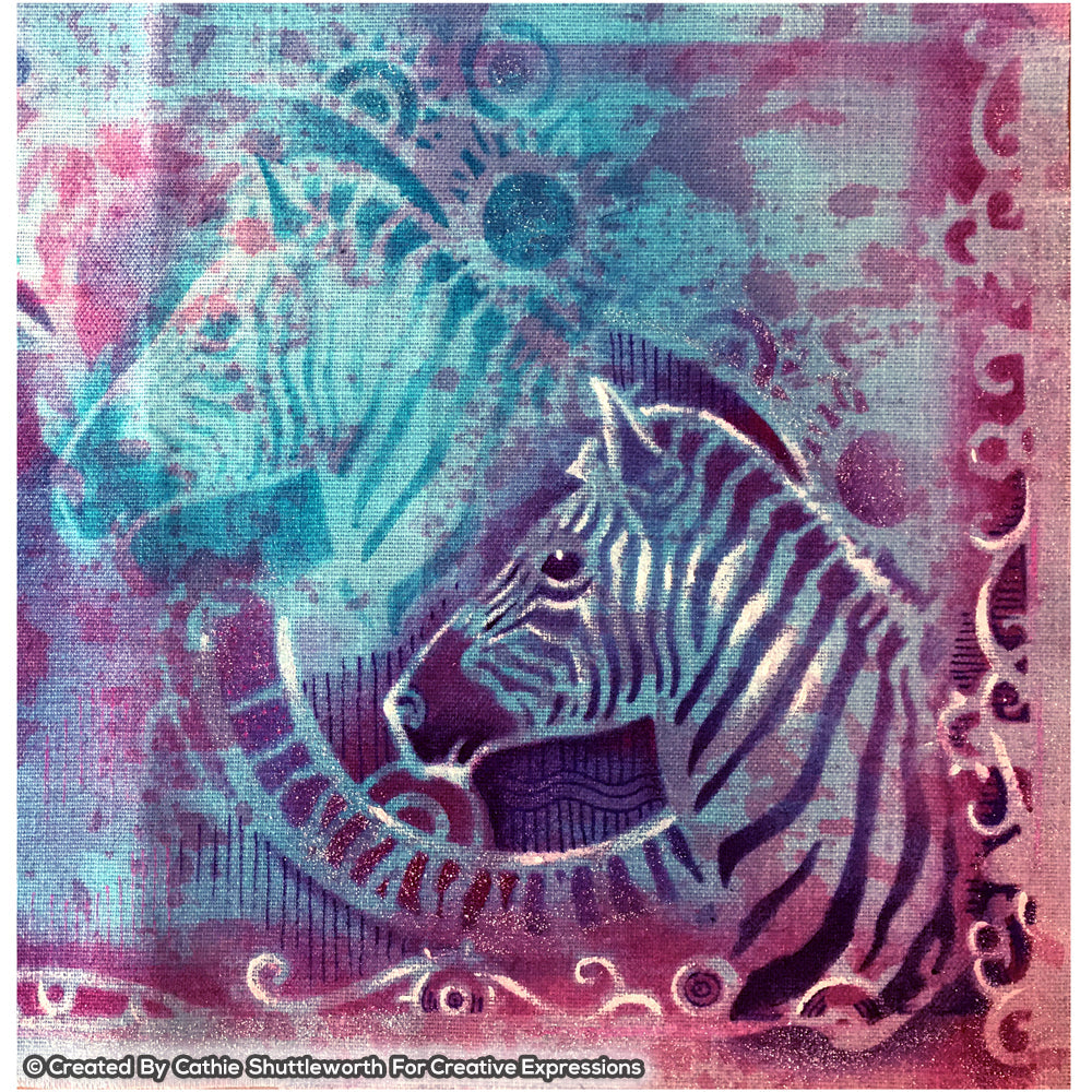 Pink Ink Designs Zebra Stripes 8 in x 8 in Stencil-3