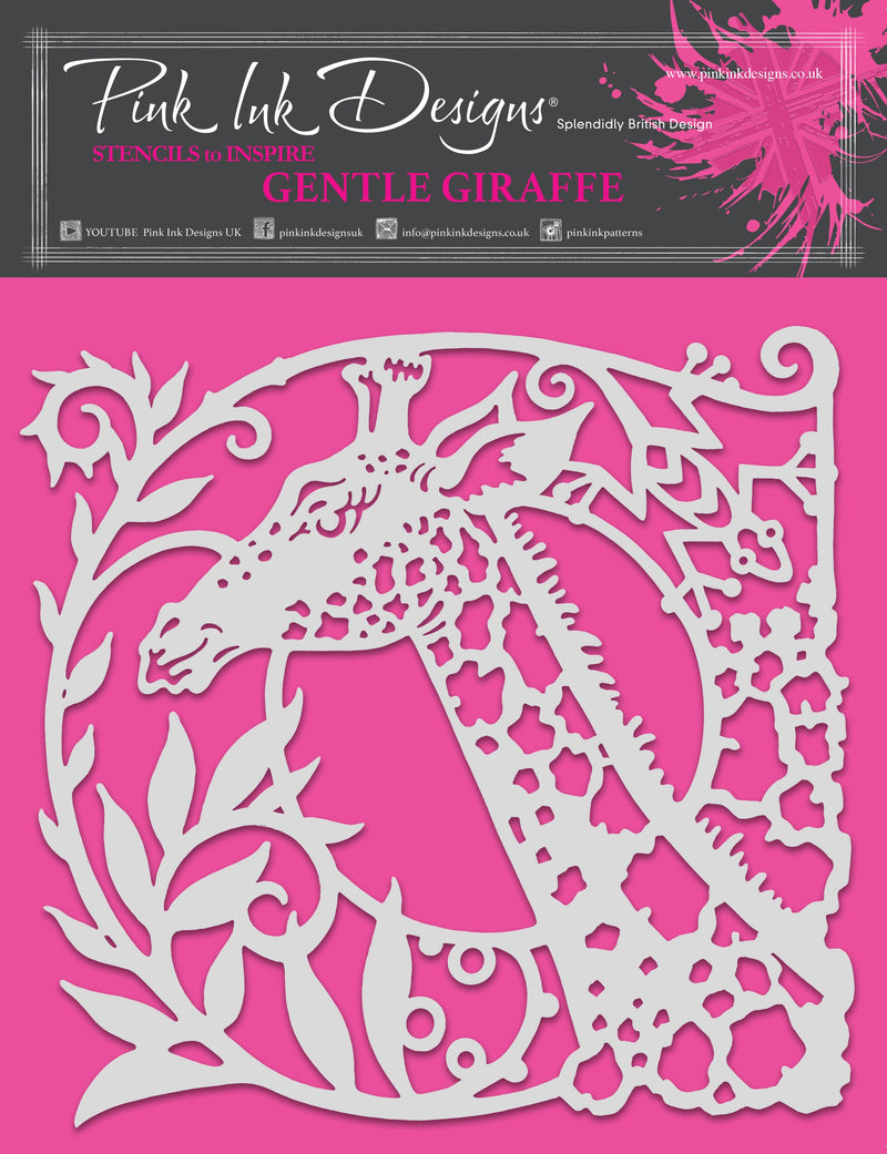 Pink Ink Designs Gentle Giraffe 8 in x 8 in Stencil-1