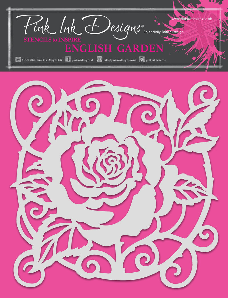 Pink Ink Designs English Garden 8 in x 8 in Stencil-1
