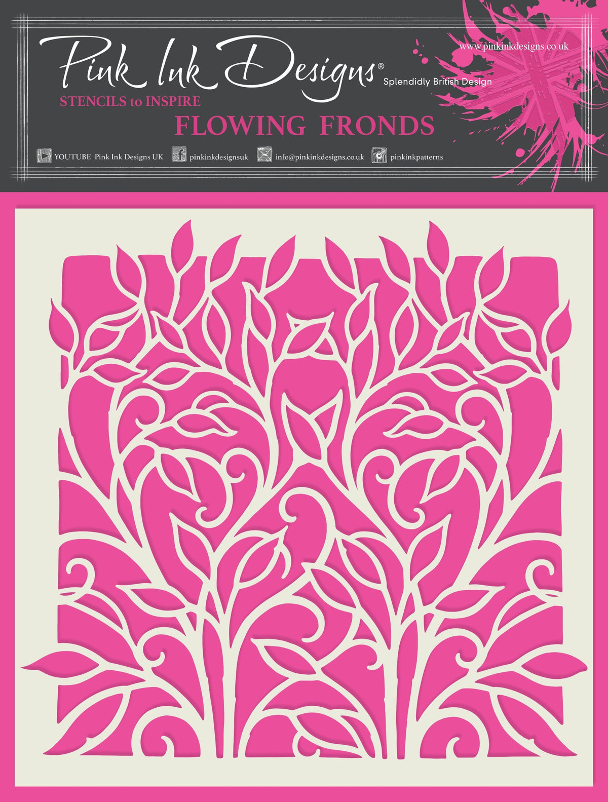 Pink Ink Designs Flowing Fronds 7 in x 7 in Stencil-1