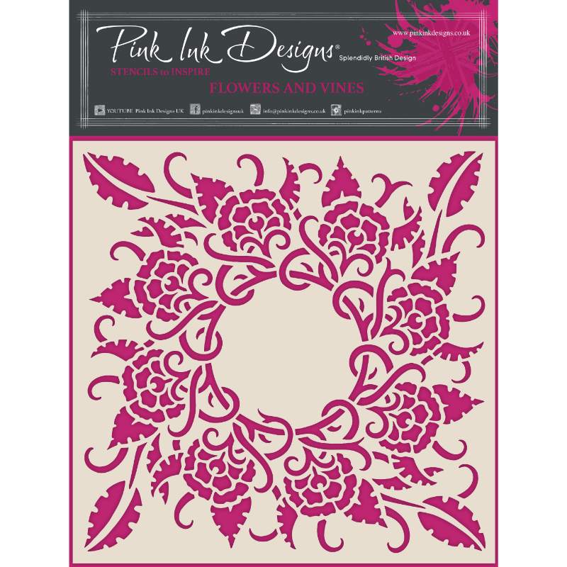 Pink Ink Designs Flowers & Vines 7 in x 7 in Stencil-1
