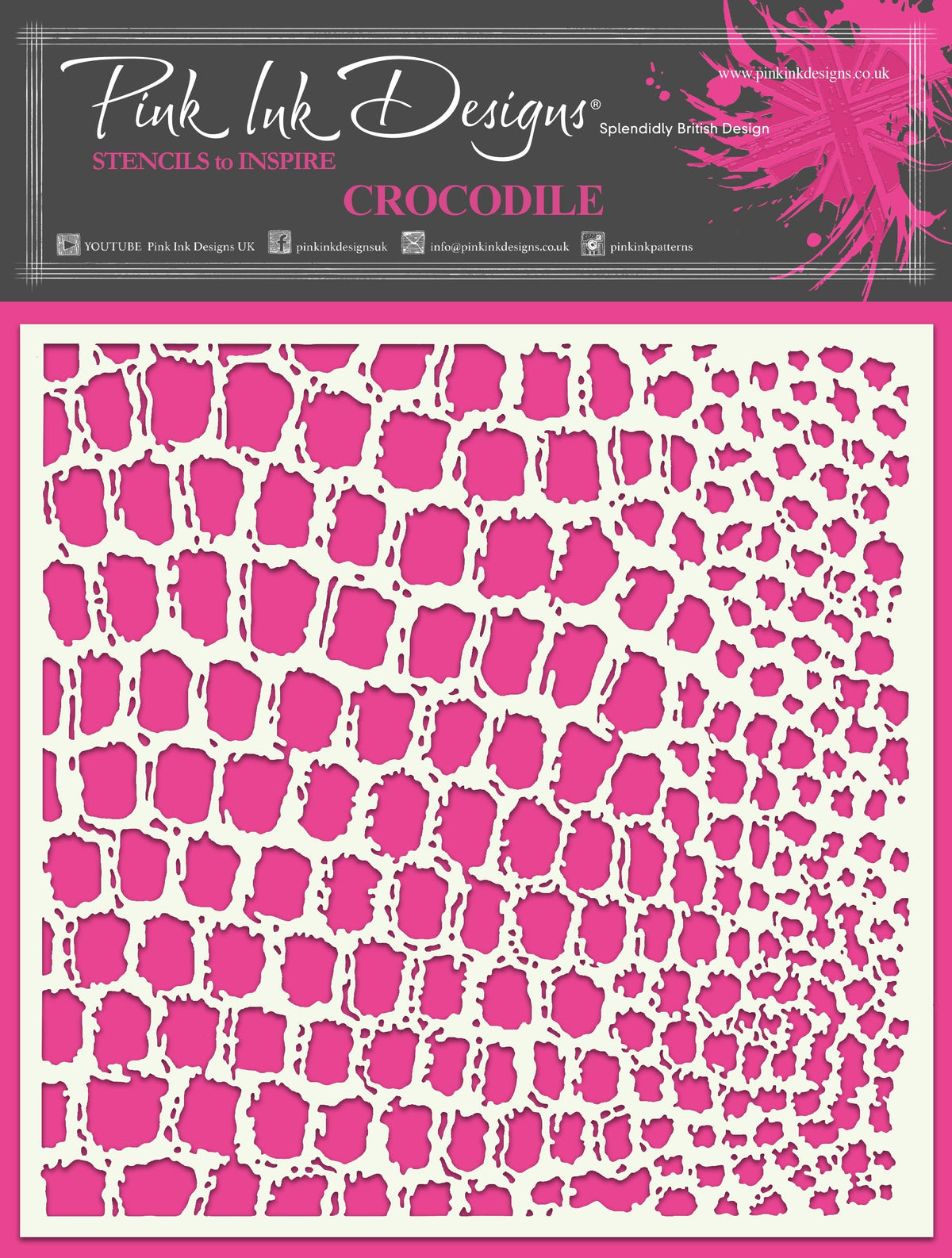 Pink Ink Designs Crocodile 7 in x 7 in Stencil-1
