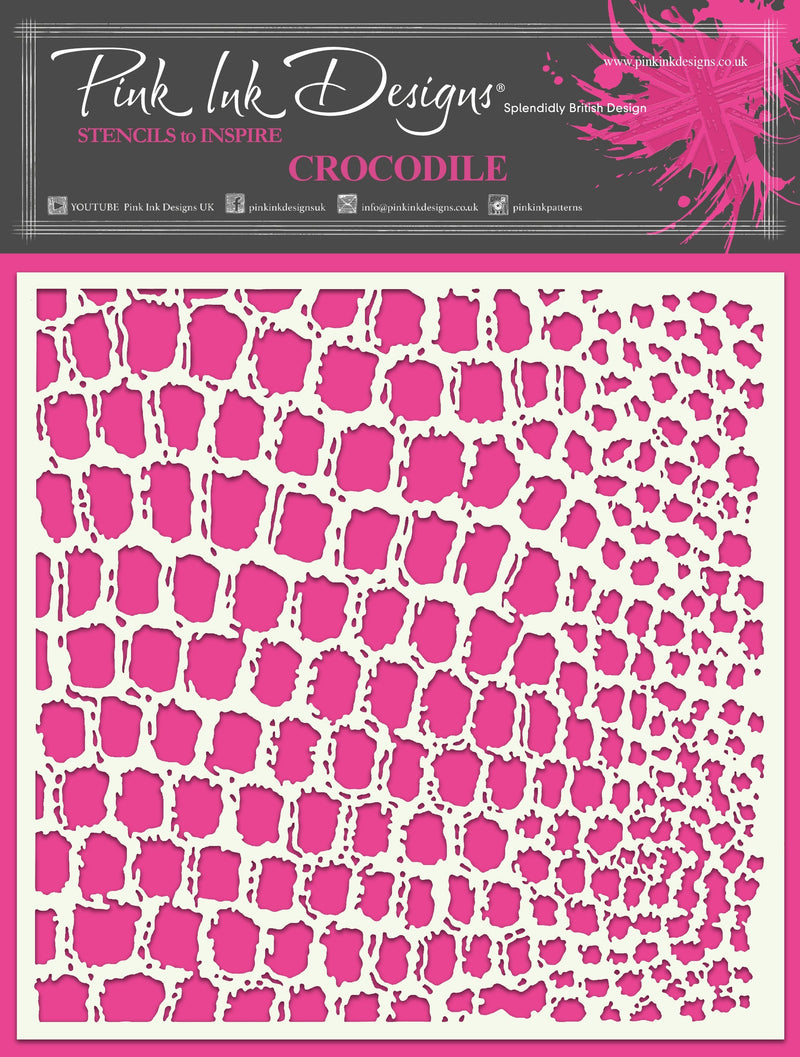 Pink Ink Designs Crocodile 7 in x 7 in Stencil-1