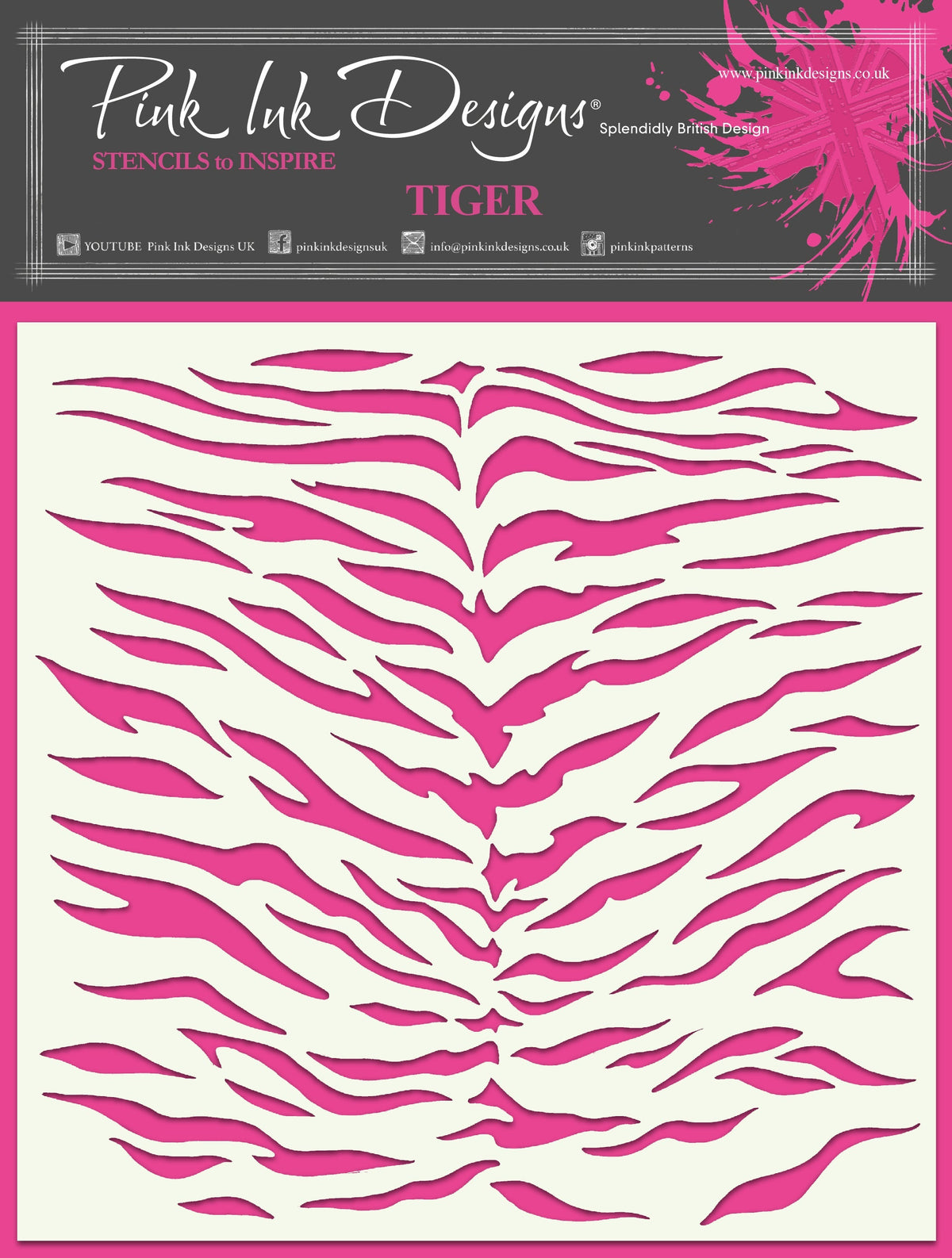 Pink Ink Designs Tiger 7 in x 7 in Stencil-1