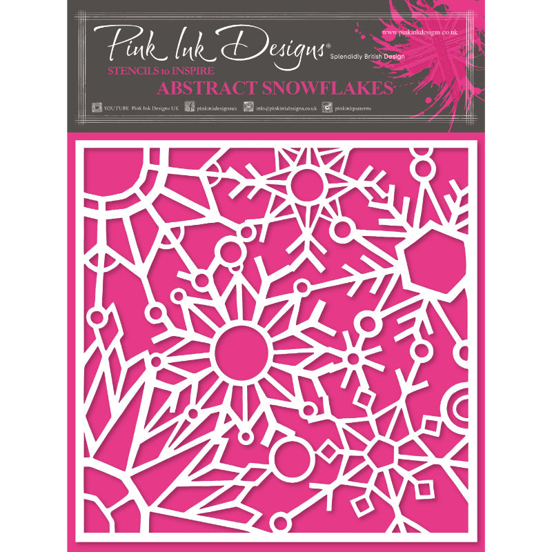 Pink Ink Designs Abstract Snowflakes 7 in x 7 in Stencil-1