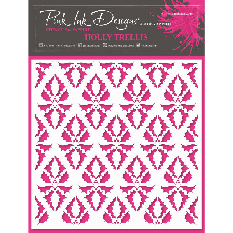 Pink Ink Designs Pochoir Treillis de Houx 17,8 cm x 17,8 cm-1