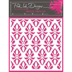 Pink Ink Designs Pochoir Treillis de Houx 17,8 cm x 17,8 cm-1
