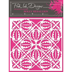 Pink Ink Designs Holly Medallion 7 in x 7 in Stencil-1