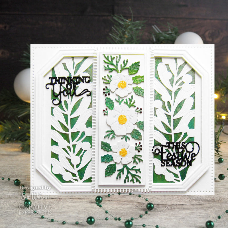 Creative Expressions Sue Wilson Festive Christmas Rose Floral Panels Craft Die-7