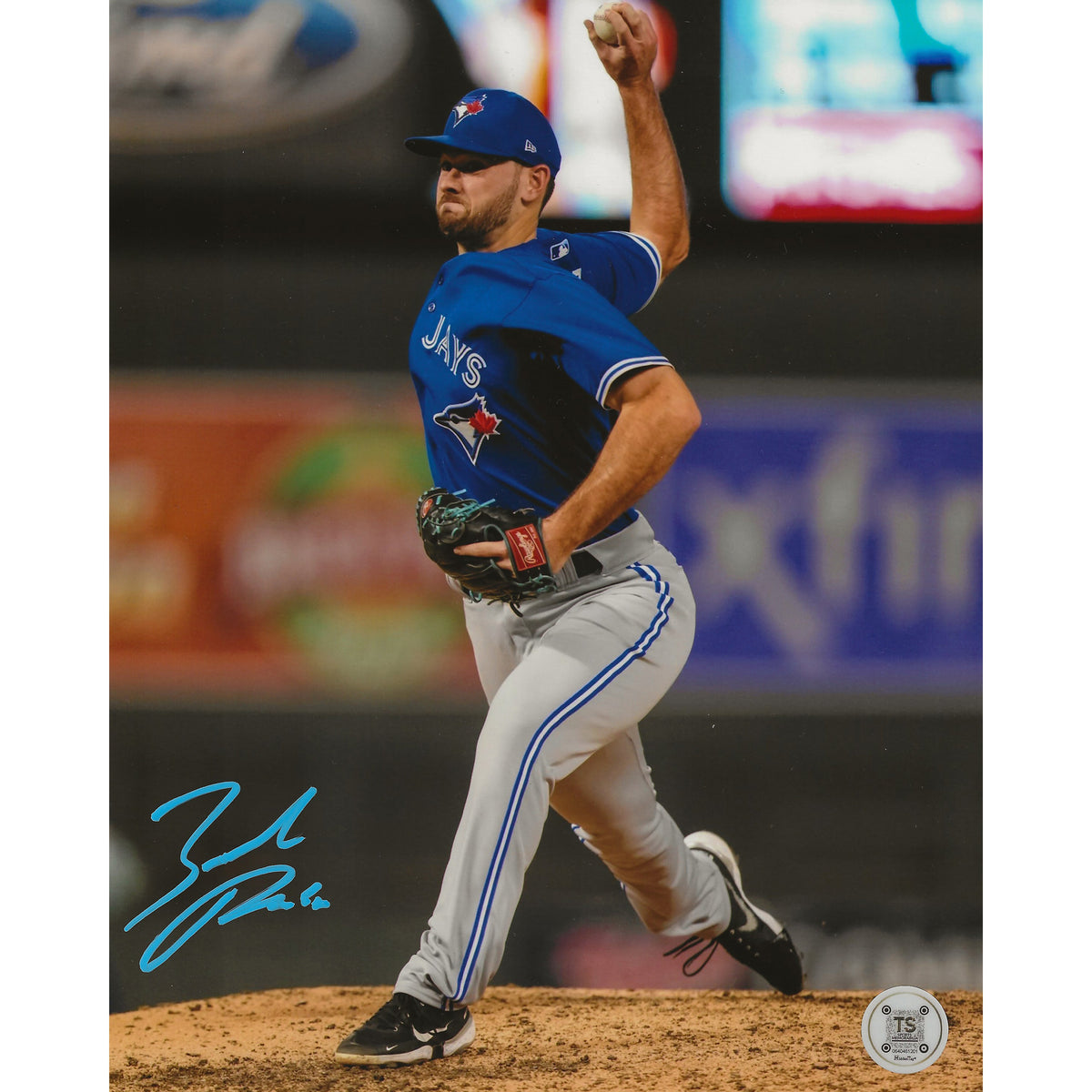 Zach Pop Autographed Toronto Blue Jays Throwing Action 8x10 Photo-1