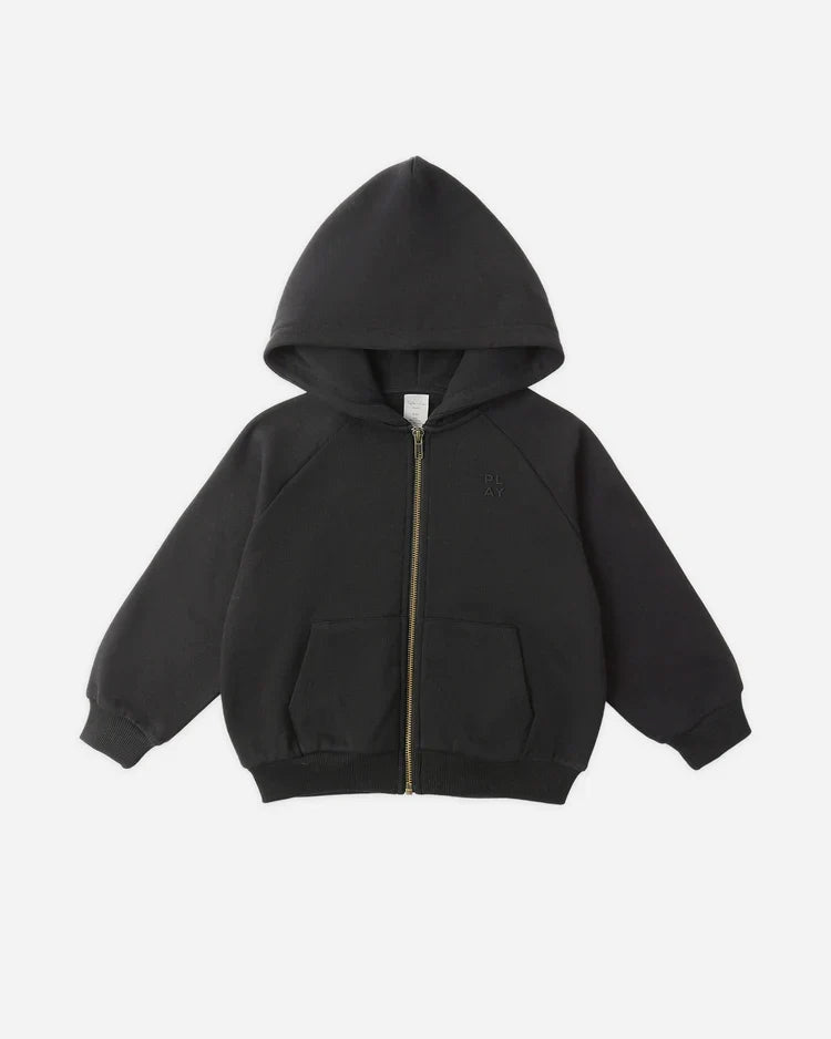 Zip Raglan Hoodie | Black | Rylee & Cru-1