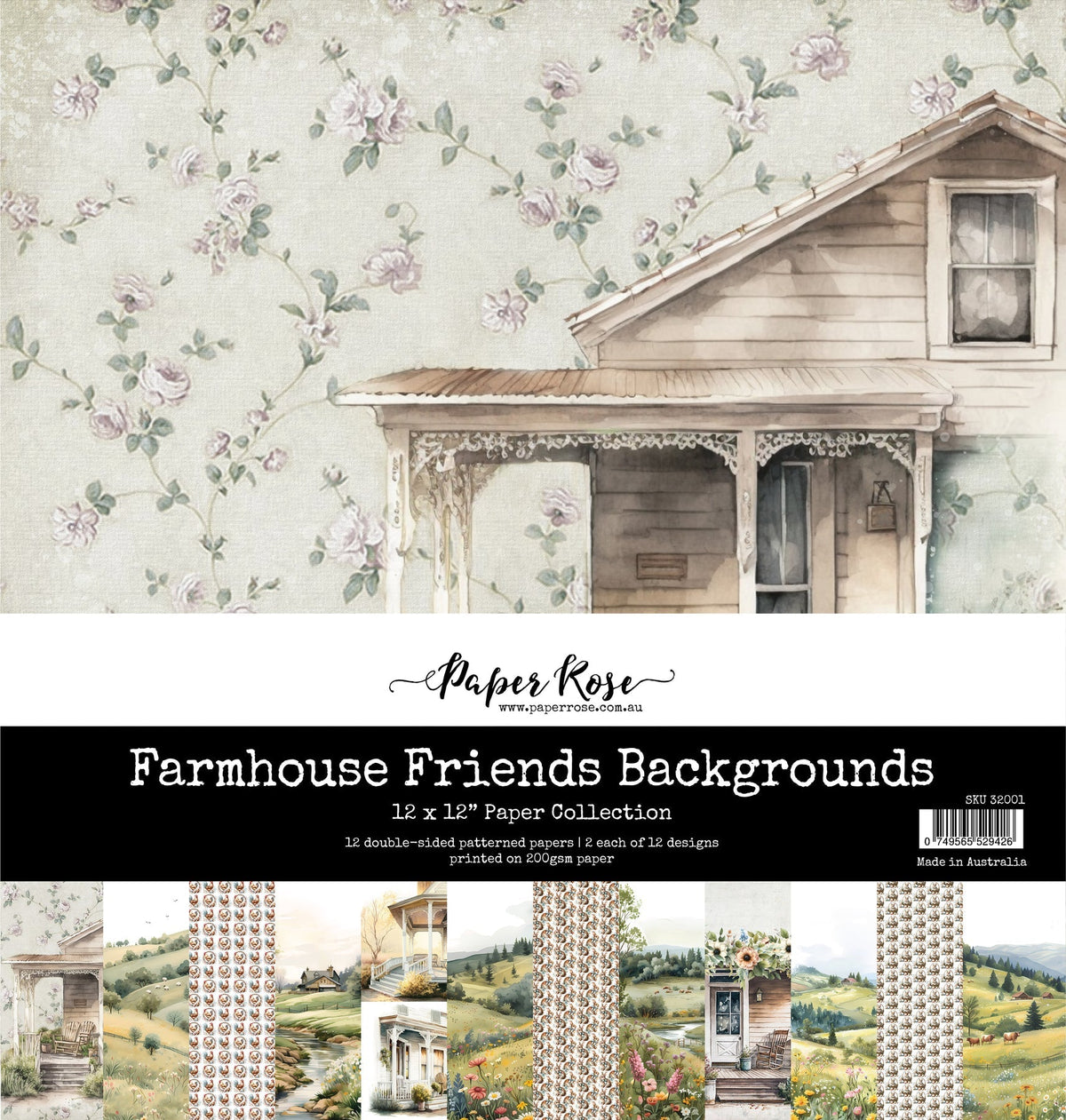 Colección de papel de 12x12 Farmhouse Friends Backgrounds 32001
