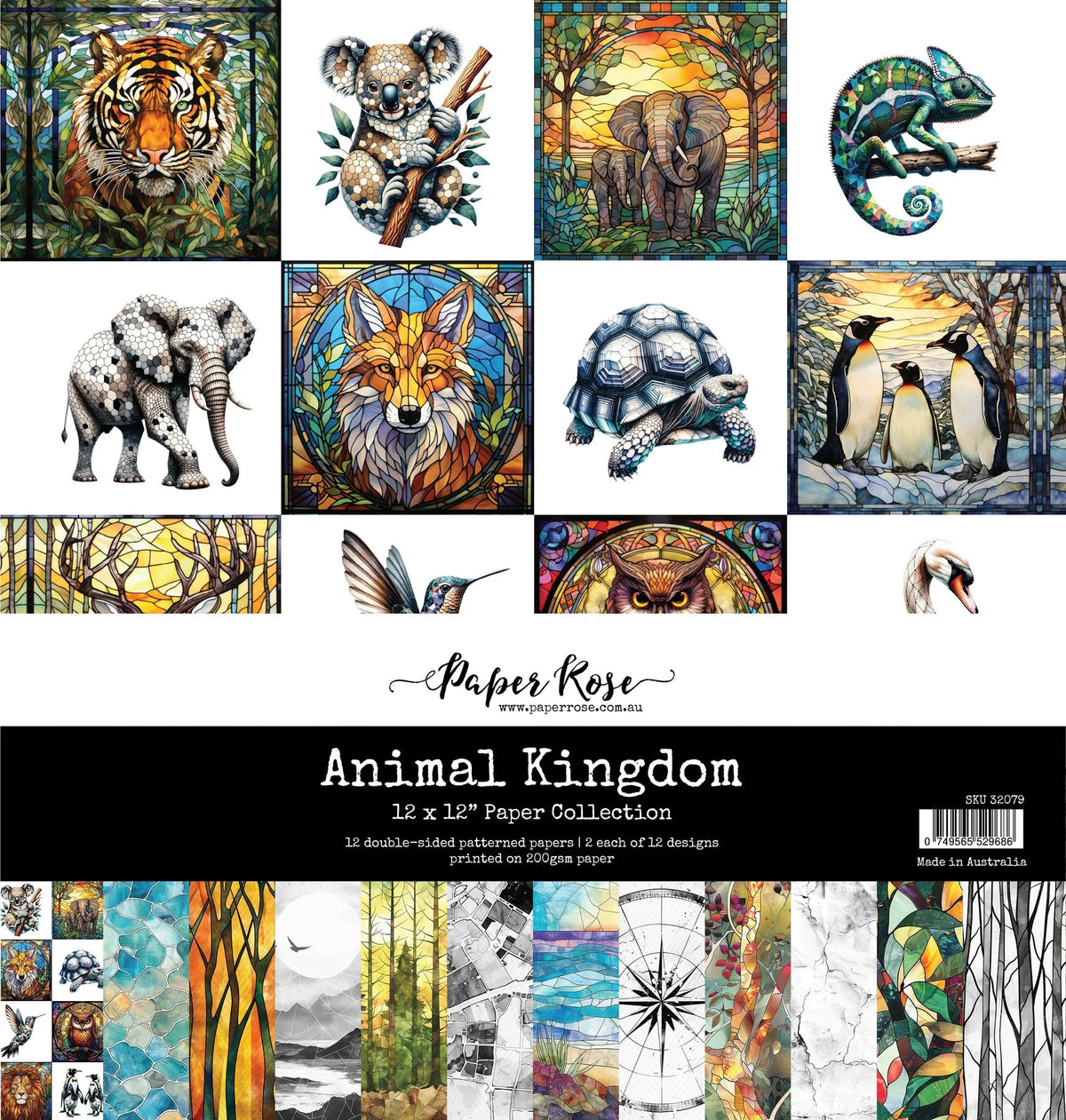 Collection de papiers 30x30 cm Animaux de la Jungle 32079