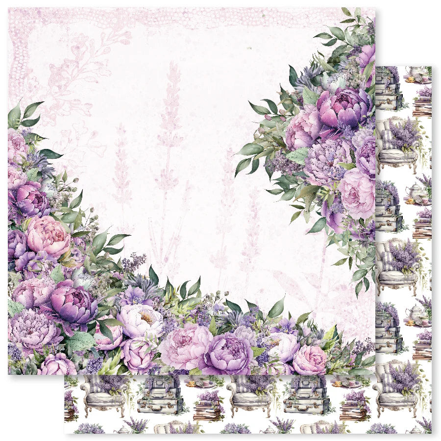 Papier Lavande & Roses B 30,5x30,5 cm (Lot de 12) 32169-1
