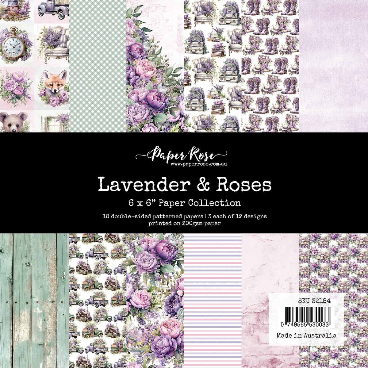 Collection de papiers 15x15 Lavande & Roses 32184-1