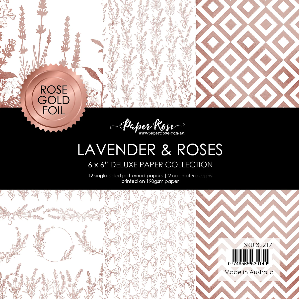 Colección de papeles Lavender & Roses - Lámina de oro rosa 6x6 32217-1