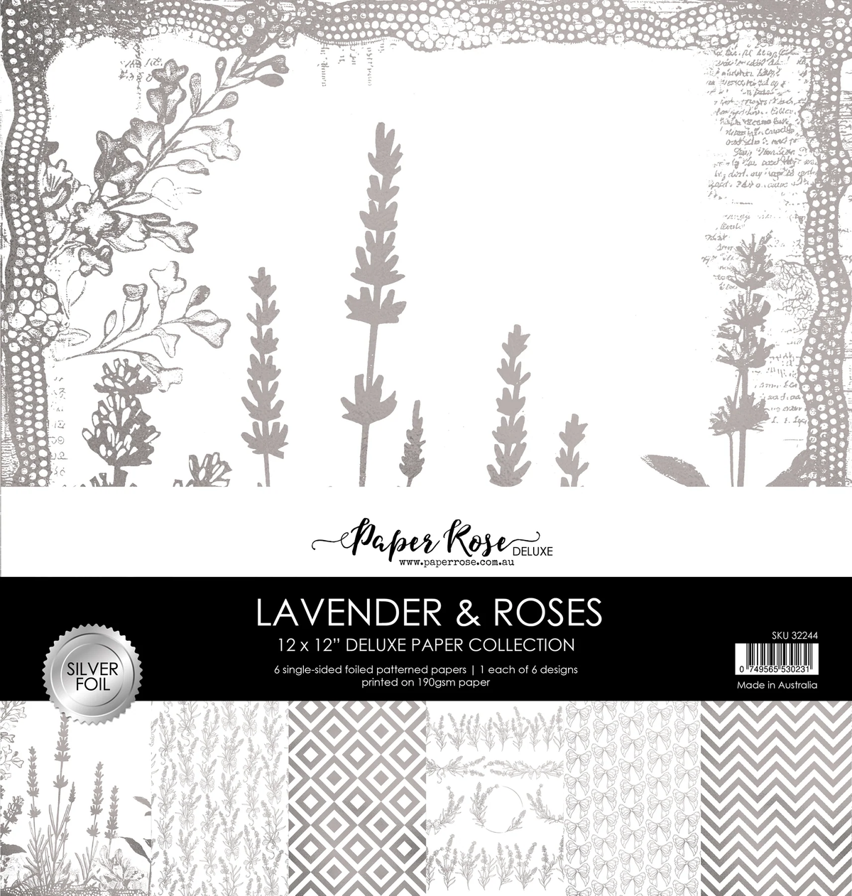 Lavender & Roses - Silver Foil 12x12 Paper Collection 32244-1