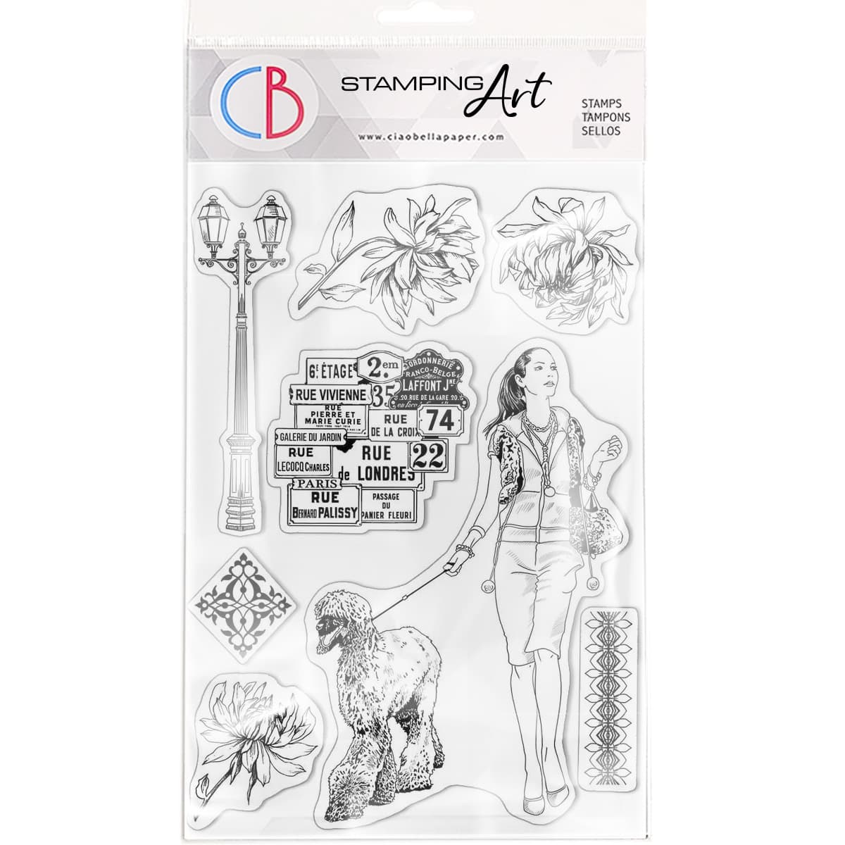 Ciao Bella Clear Stamp Set 6"x8" Walk In Paris-1