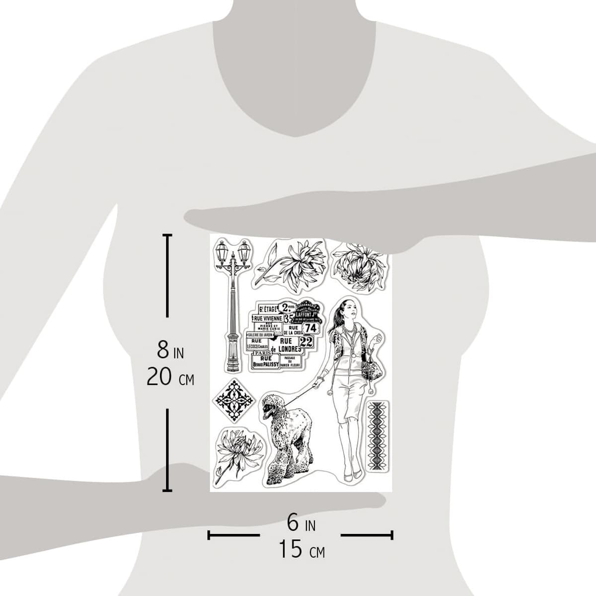 Ciao Bella Clear Stamp Set 6"x8" Walk In Paris-3