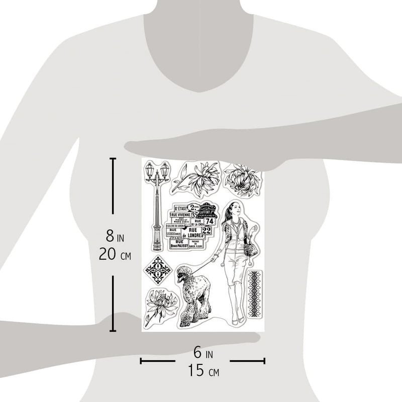 Ciao Bella Clear Stamp Set 6"x8" Walk In Paris-3