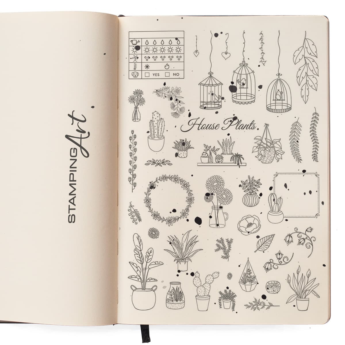 Ciao Bella Clear Stamp Set 6"x8" BuJo House Plants-2