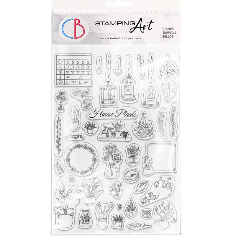 Ciao Bella Clear Stamp Set 6"x8" BuJo House Plants-1