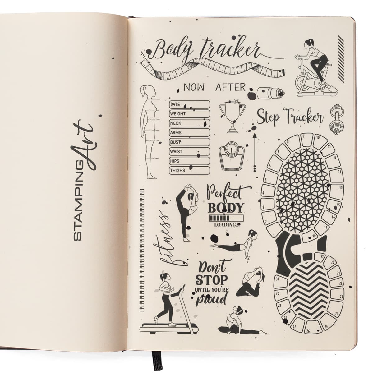 Ciao Bella Clear Stamp Set 6"x8" BuJo Fitness-2