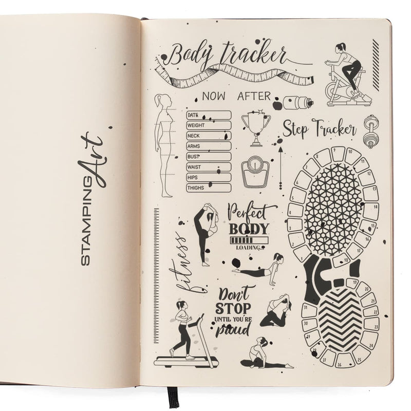 Ciao Bella Clear Stamp Set 6"x8" BuJo Fitness-2