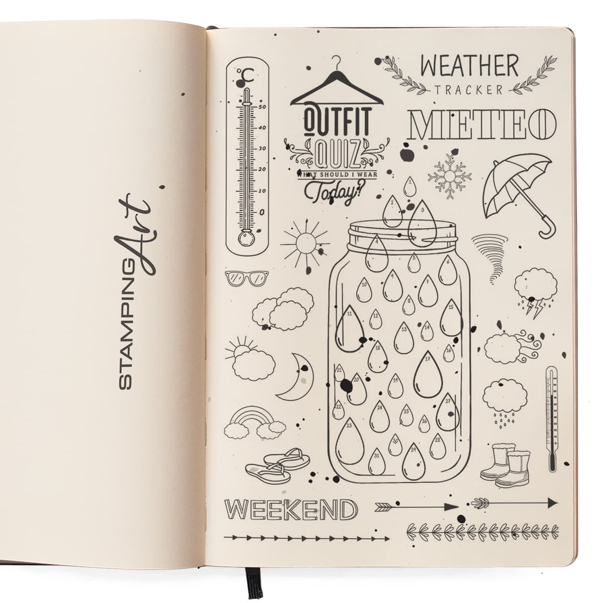 Ciao Bella Clear Stamp Set 6"x8" BuJo Weather-2