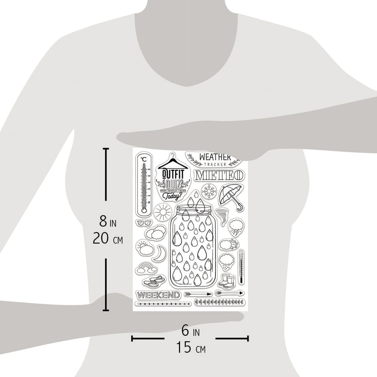 Ciao Bella Clear Stamp Set 6"x8" BuJo Weather-3