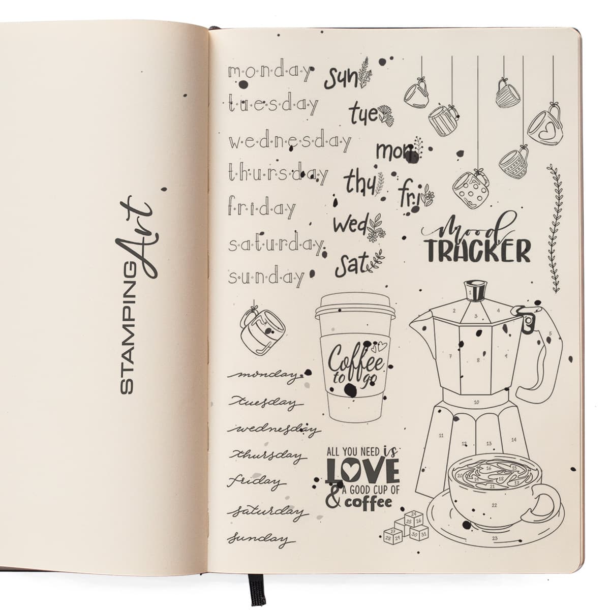 Ciao Bella Clear Stamp Set 6"x8" BuJo Week-2