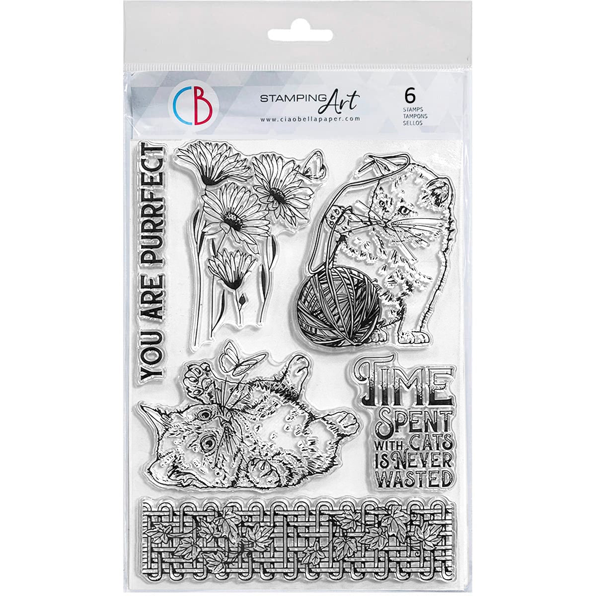 Ciao Bella Clear Stamp Set 6"x8" Cats Playing-1