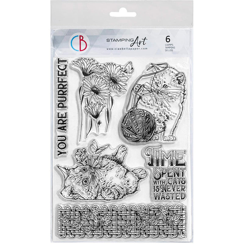 Ciao Bella Clear Stamp Set 6"x8" Cats Playing-1