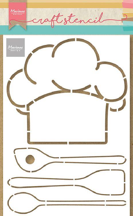 Chefs hat & utensils mask stencil-1