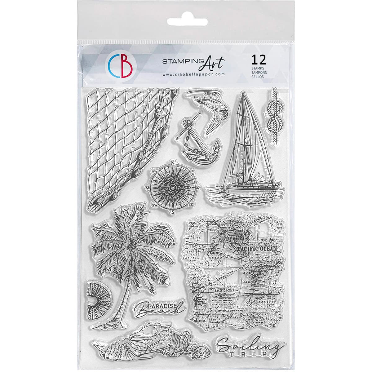 Ciao Bella Clear Stamp Set 6"x8" Sailing Trip-1