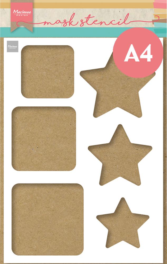 Marianne Design Mask Stencil - A4 - Squares & Stars-1