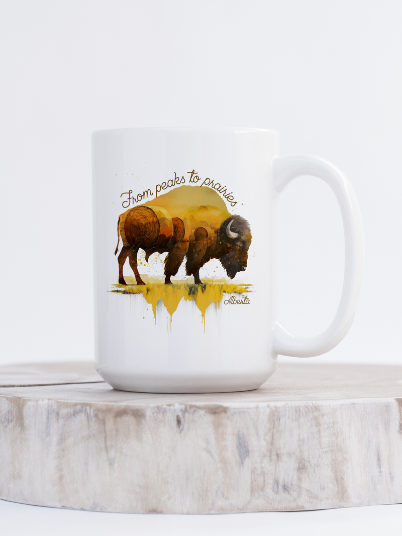 Peaks To Prairies Buffalo Ceramic Mug | Alberta Mug-1