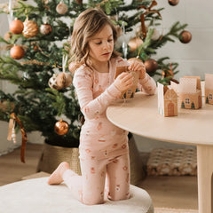 PJ Set | Ornaments Print on Rose | Petit Lem-3