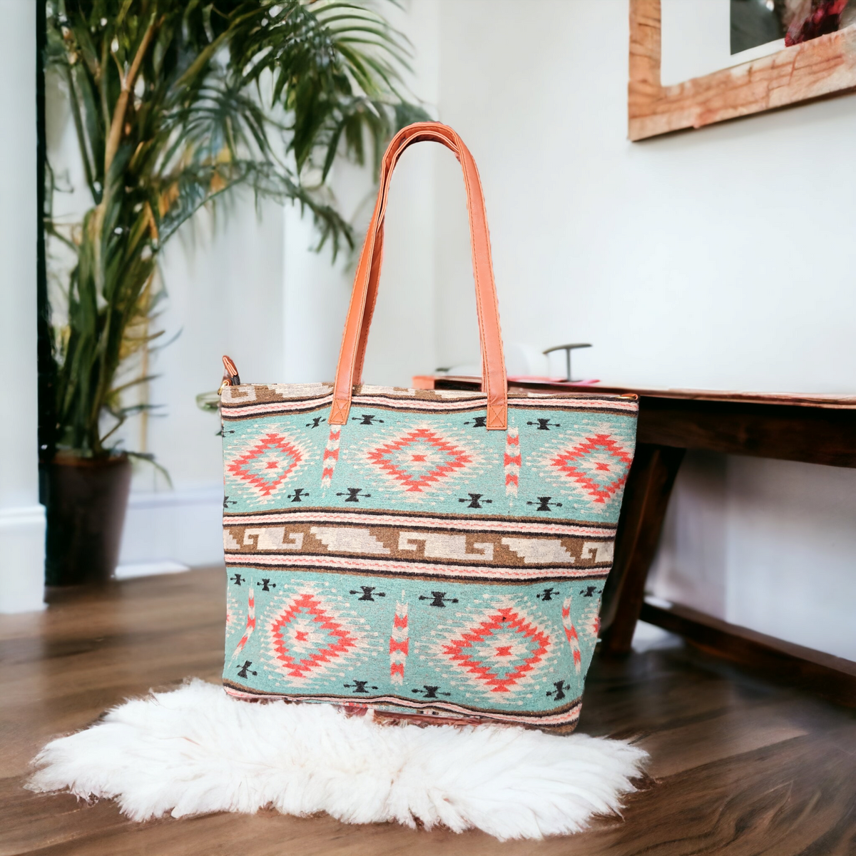 Turquoise Tote Bag-4