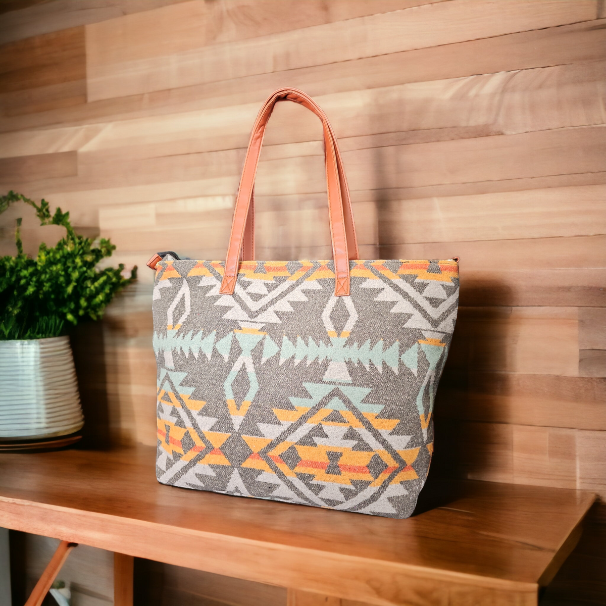 Grey and Orange Tote Bag-5