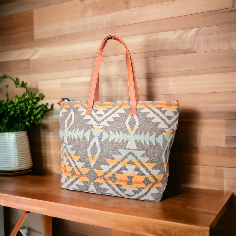 Grey and Orange Tote Bag-5