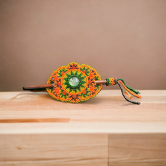 Native American Style Barrette Orange and Green accent-2