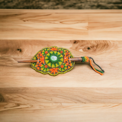 Native American Style Barrette Orange and Green accent-1